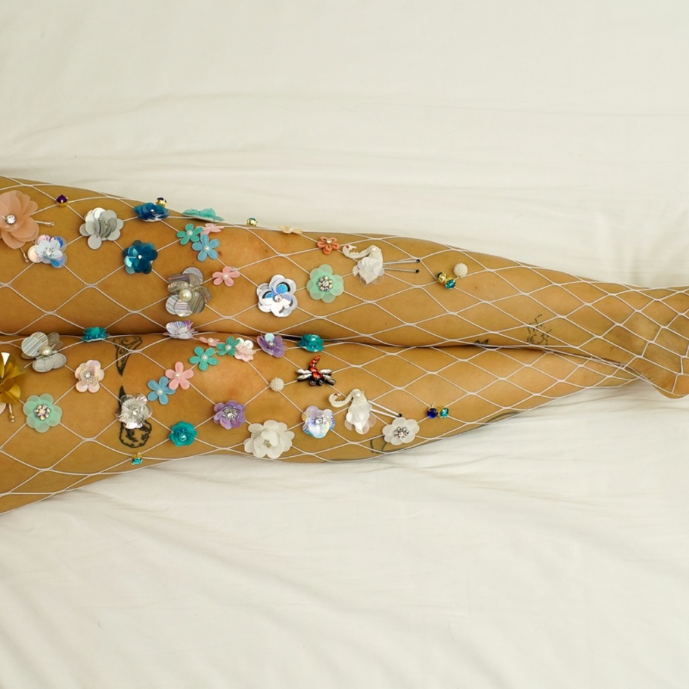 ODETTE Embellished Festival Fishnet Burlesque Rave